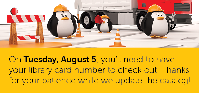 construction penguins hard at work message about catalog update