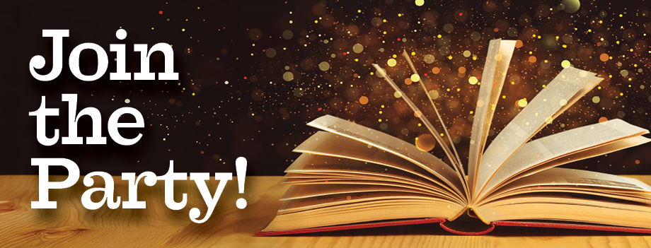 open book with confetti coming out on dark background