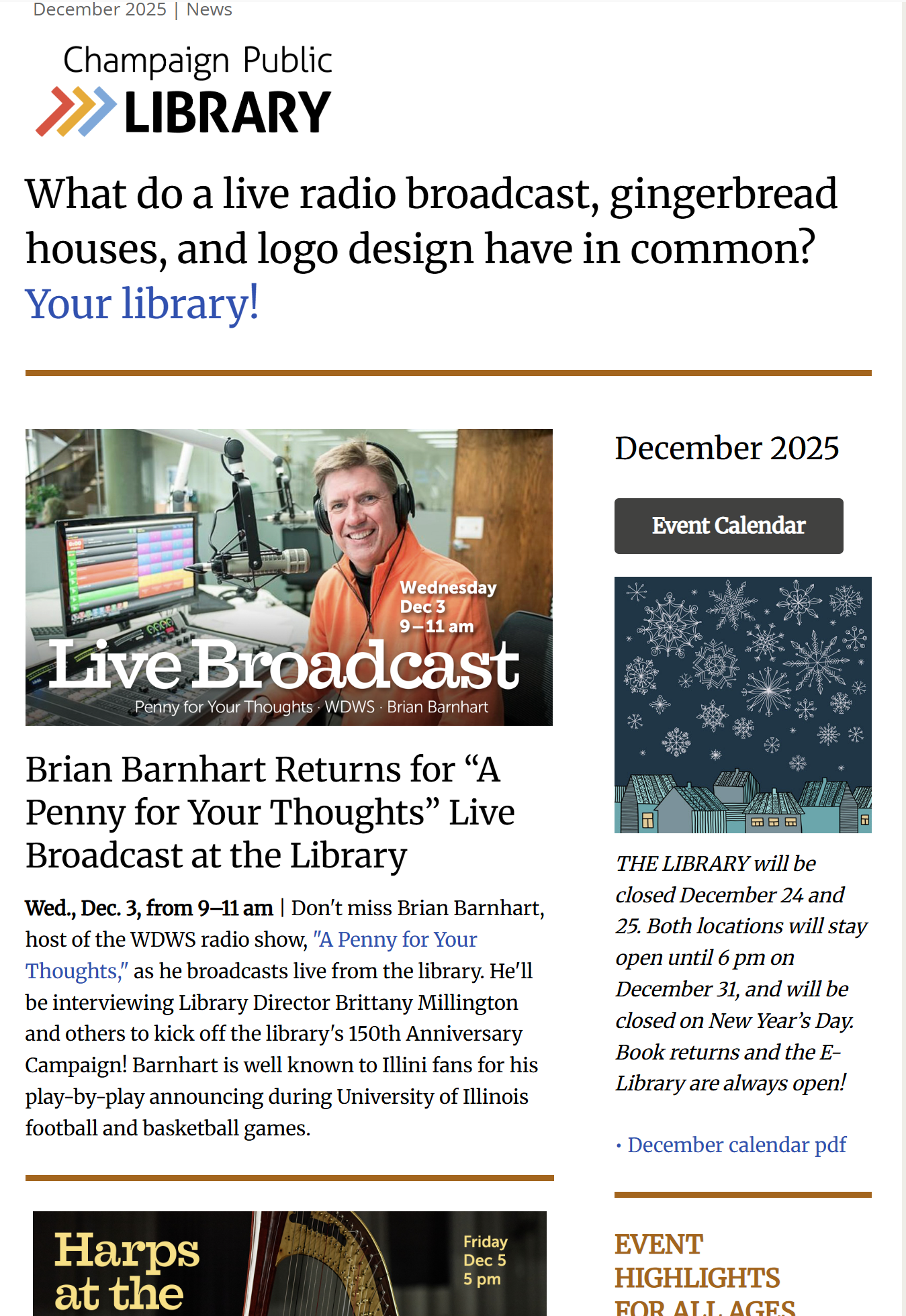 screenshot of November newsletter